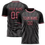 Custom Black Pink Pattern Soccer Jersey