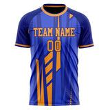 Custom Blue Gold Pattern Soccer Jersey