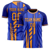 Custom Blue Gold Pattern Soccer Jersey