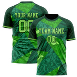 Custom Green Kelly Green Pattern Soccer Jersey