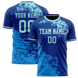 Custom Royal Teal Pattern Soccer Jersey