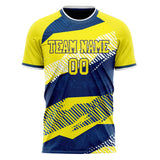 Custom Yellow Navy Pattern Soccer Jersey