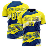 Custom Yellow Navy Pattern Soccer Jersey