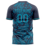 Custom Black Teal Pattern Soccer Jersey