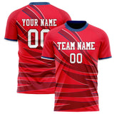 Custom Red Crimson Pattern Soccer Jersey