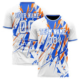 Custom White Blue Pattern Soccer Jersey