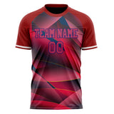 Custom Red Navy Pattern Soccer Jersey