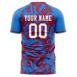 Custom Blue Red Pattern Soccer Jersey