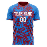 Custom Blue Red Pattern Soccer Jersey