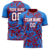 Custom Blue Red Pattern Soccer Jersey