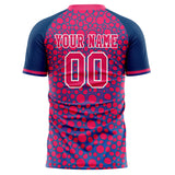 Custom Pink Navy Pattern Soccer Jersey