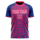 Custom Pink Navy Pattern Soccer Jersey