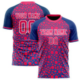 Custom Pink Navy Pattern Soccer Jersey