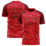 Custom Red Crimson Pattern Soccer Jersey