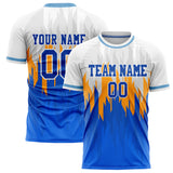 Custom White Blue Pattern Soccer Jersey