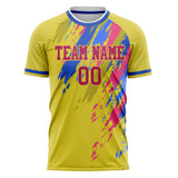 Custom Yellow Blue Pattern Soccer Jersey