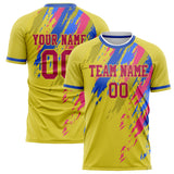 Custom Yellow Blue Pattern Soccer Jersey