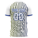 Custom White Blue Pattern Soccer Jersey