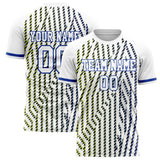 Custom White Blue Pattern Soccer Jersey