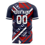 Custom Navy White Pattern Soccer Jersey