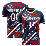 Custom Navy White Pattern Soccer Jersey