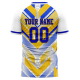 Custom Blue Yellow Pattern Soccer Jersey