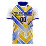 Custom Blue Yellow Pattern Soccer Jersey