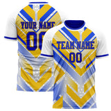 Custom Blue Yellow Pattern Soccer Jersey