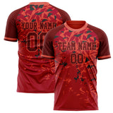 Custom Red Black Pattern Soccer Jersey