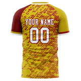 Custom Gold Red Pattern Soccer Jersey