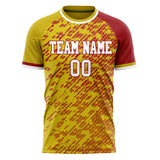 Custom Gold Red Pattern Soccer Jersey