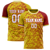 Custom Gold Red Pattern Soccer Jersey