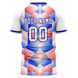 Custom White Blue Pattern Soccer Jersey