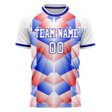 Custom White Blue Pattern Soccer Jersey