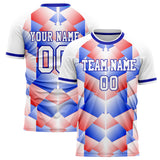 Custom White Blue Pattern Soccer Jersey