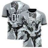 Custom Gray Black Pattern Soccer Jersey