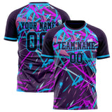 Custom Purple Light Blue Pattern Soccer Jersey