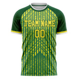 Custom Kelly Green Yellow Pattern Soccer Jersey