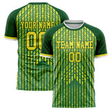 Custom Kelly Green Yellow Pattern Soccer Jersey