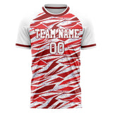 Custom White Red Pattern Soccer Jersey