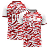 Custom White Red Pattern Soccer Jersey