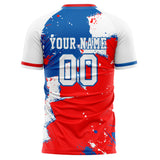 Custom Red White Pattern Soccer Jersey