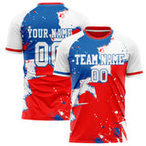 Custom Red White Pattern Soccer Jersey