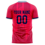 Custom Red Navy Pattern Soccer Jersey