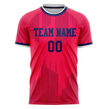 Custom Red Navy Pattern Soccer Jersey