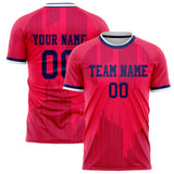 Custom Red Navy Pattern Soccer Jersey