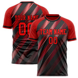 Custom Black Red Pattern Soccer Jersey