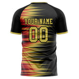 Custom Black Gold Pattern Soccer Jersey