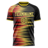 Custom Black Gold Pattern Soccer Jersey