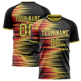 Custom Black Gold Pattern Soccer Jersey